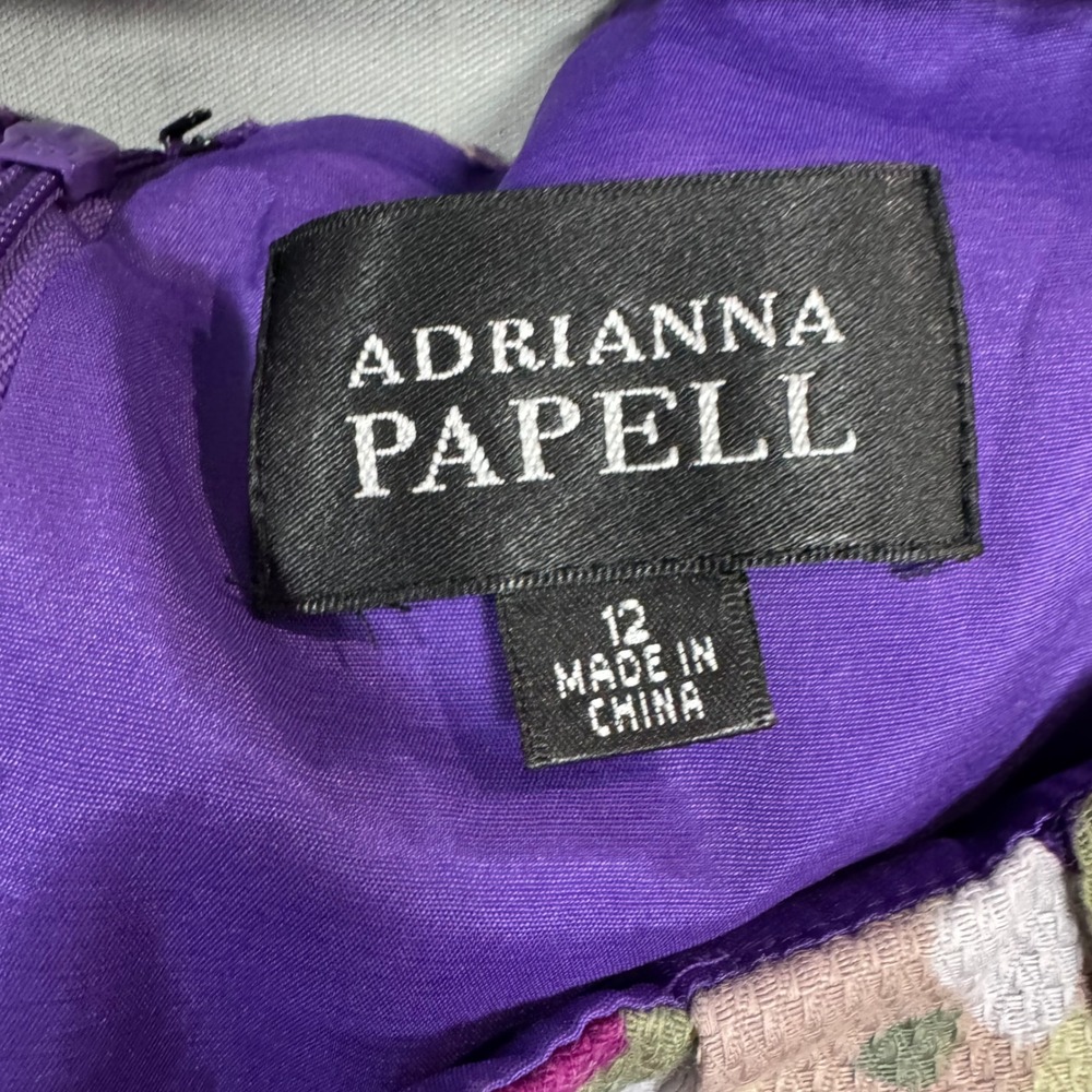 Adrianna Papell Floral Sheath Dress Purple Blue Spring Sleeveless Womens 12 - Picture 3 of 10